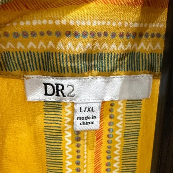 DR2 Mustard Yellow Floral-Striped Open Kimono - Picture 2 of 4